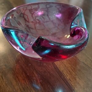 Vintage Murano Glass Ashtray, Alfredo Barbini, Amethyst, Purple Hand